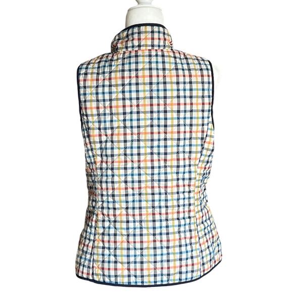 Talbots Lightweight Plaid Vest Women's Size M Petite Spring Colors Preppy Travel - Picture 2 of 8